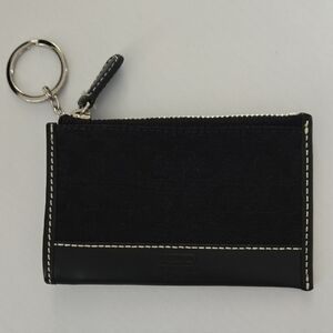 Coach Black Leather Wallet with White Stitching